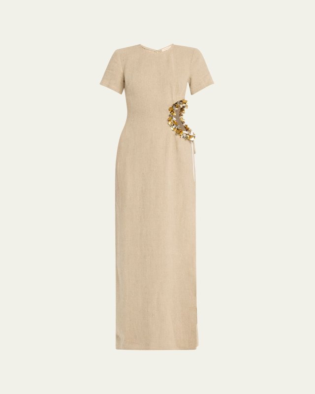 Seaford Cutout Linen Evening Dress